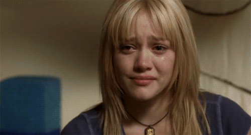 Hilary Duff is crying.