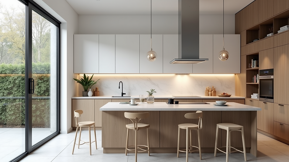 High angle view of a modern kitchen with minimalist design