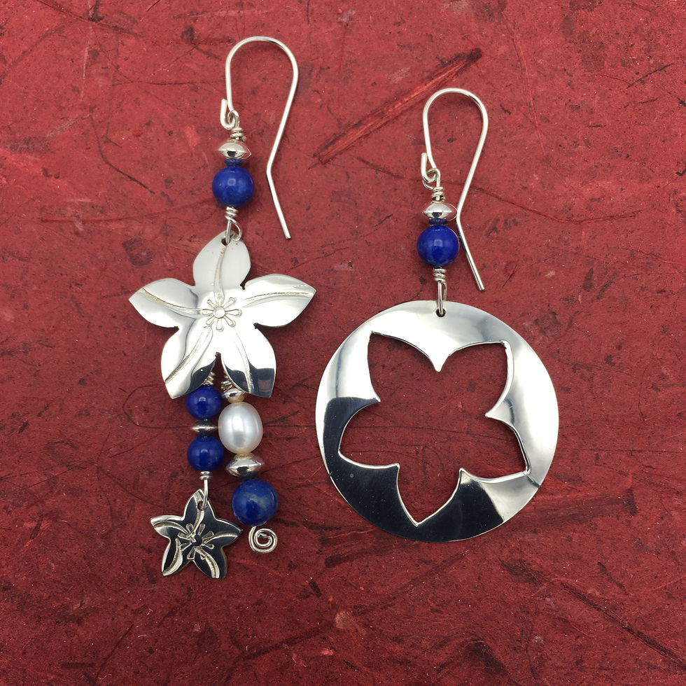 Thumbnail: Lapis & Pearl Cut Out Earrings