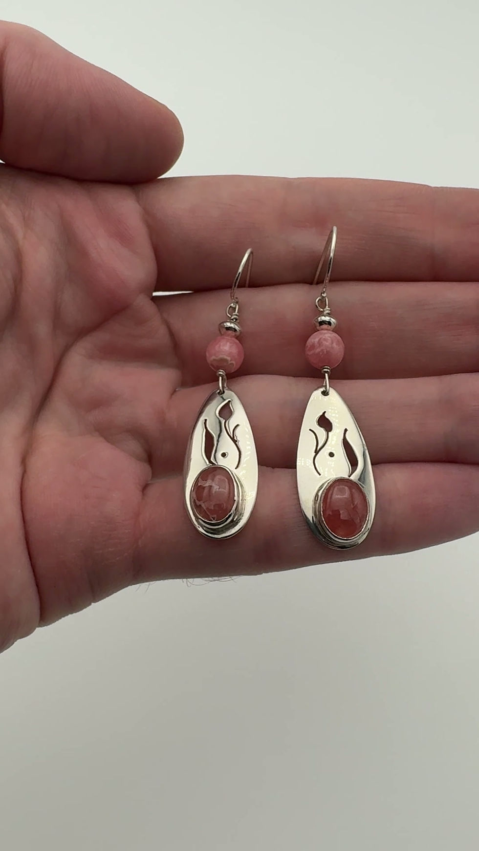 Thumbnail: Sterling Silver Rhodochrosite Earrings