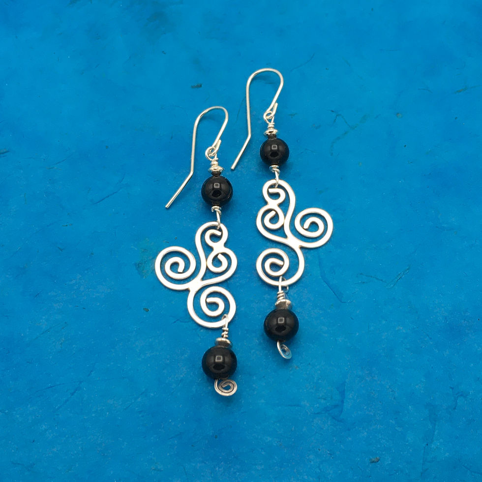 Thumbnail: Silver/Black Onyx Earrings