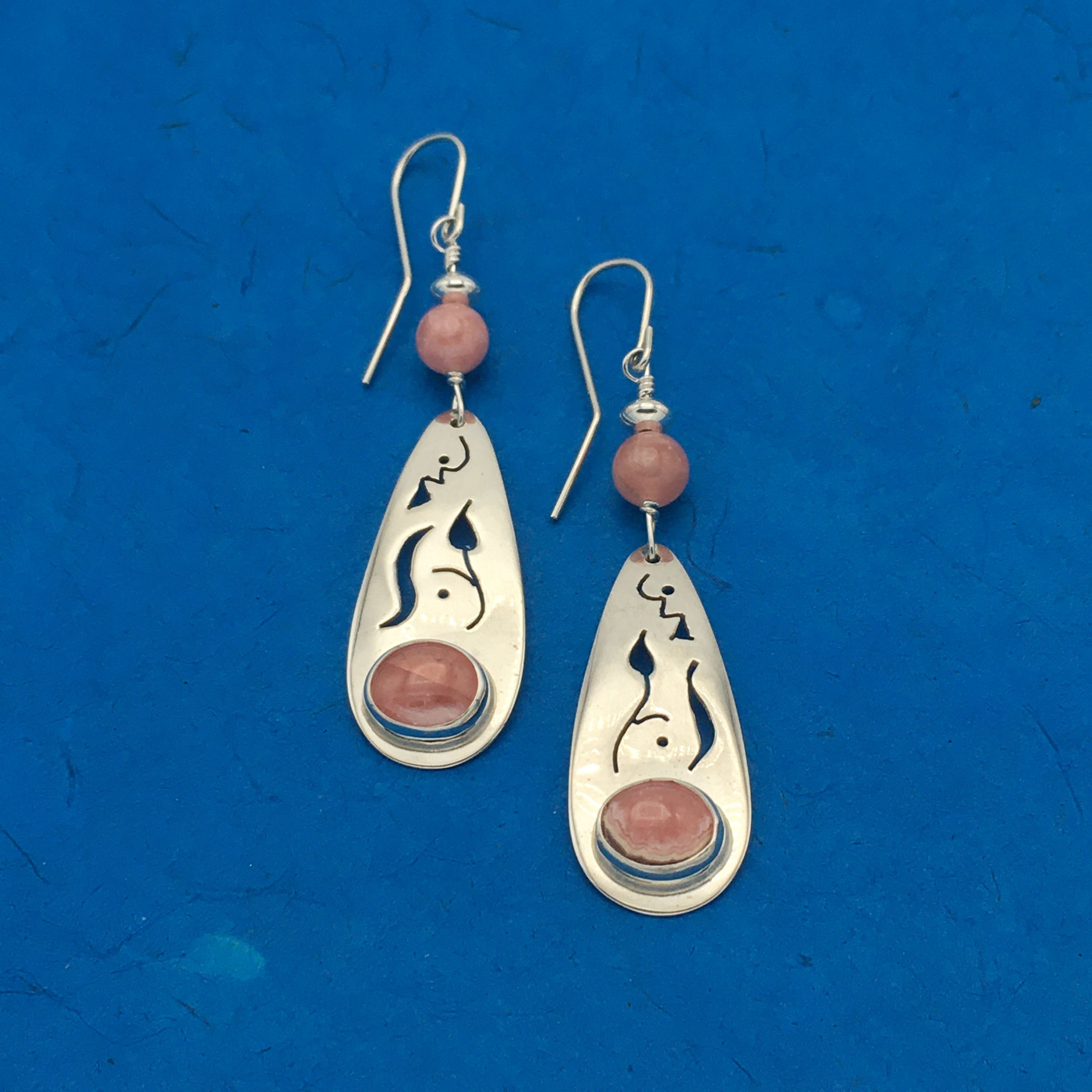 Sterling Silver Rhodochrosite Earrings