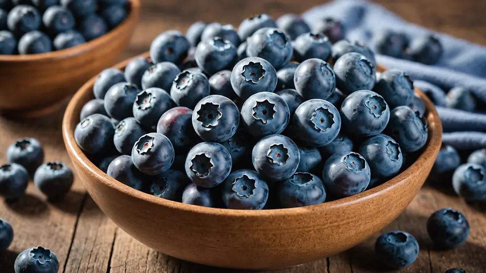 Close-up of a bowl filled with fresh blueberries