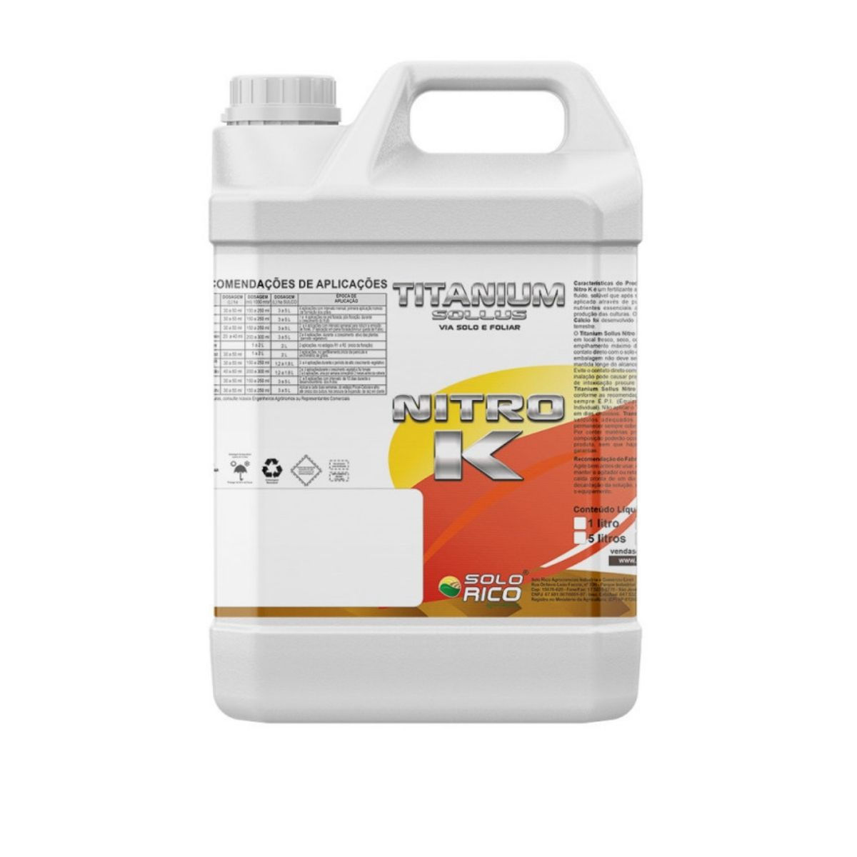 Fertilizante Sollus Foliar Titanium Nitro K 5 lt Solo Rico