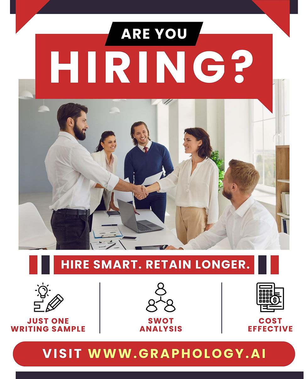 Modern workplaces across the United States, United Kingdom, Canada, Australia, Singapore, India, South Africa, UAE, and Europe are leaning toward holistic assessment tools. Graphology Reports from Graphology.AI help businesses detect traits that resumes and interviews often fail to reveal—hidden anxieties, adaptability levels, leadership potential, teamwork orientation, honesty indicators, and red-flag behavioral tendencies. By incorporating handwriting analysis as part of their hiring or internal assessment process, companies can make far more accurate decisions about talent. When organizations understand an individual’s natural tendencies from the start, job satisfaction improves, team friction reduces, and employee loyalty grows—ultimately lowering attrition rates across departments.