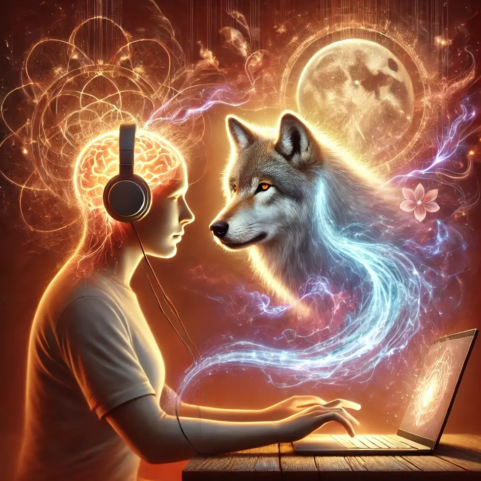 DALL·E 2025-03-02 16.10.50 - A highly realistic and warm illustration of a patient using an online platform on a laptop to listen to healing frequencies connected to Earth's energ