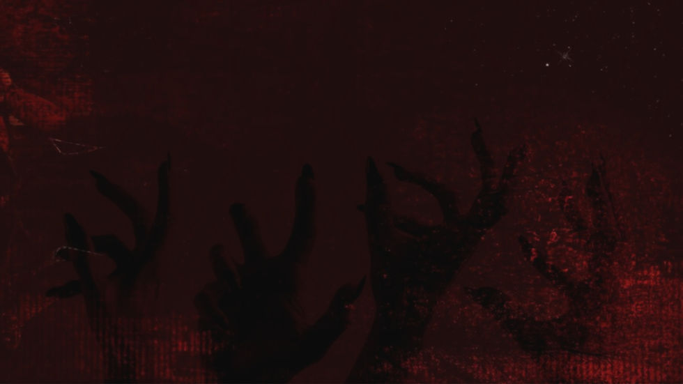 Dark red horror background with shadowy reaching hands
