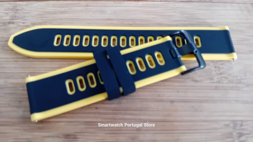 Miniatura: 22mm Bracelete em Silicone : Preto\Amarelo 