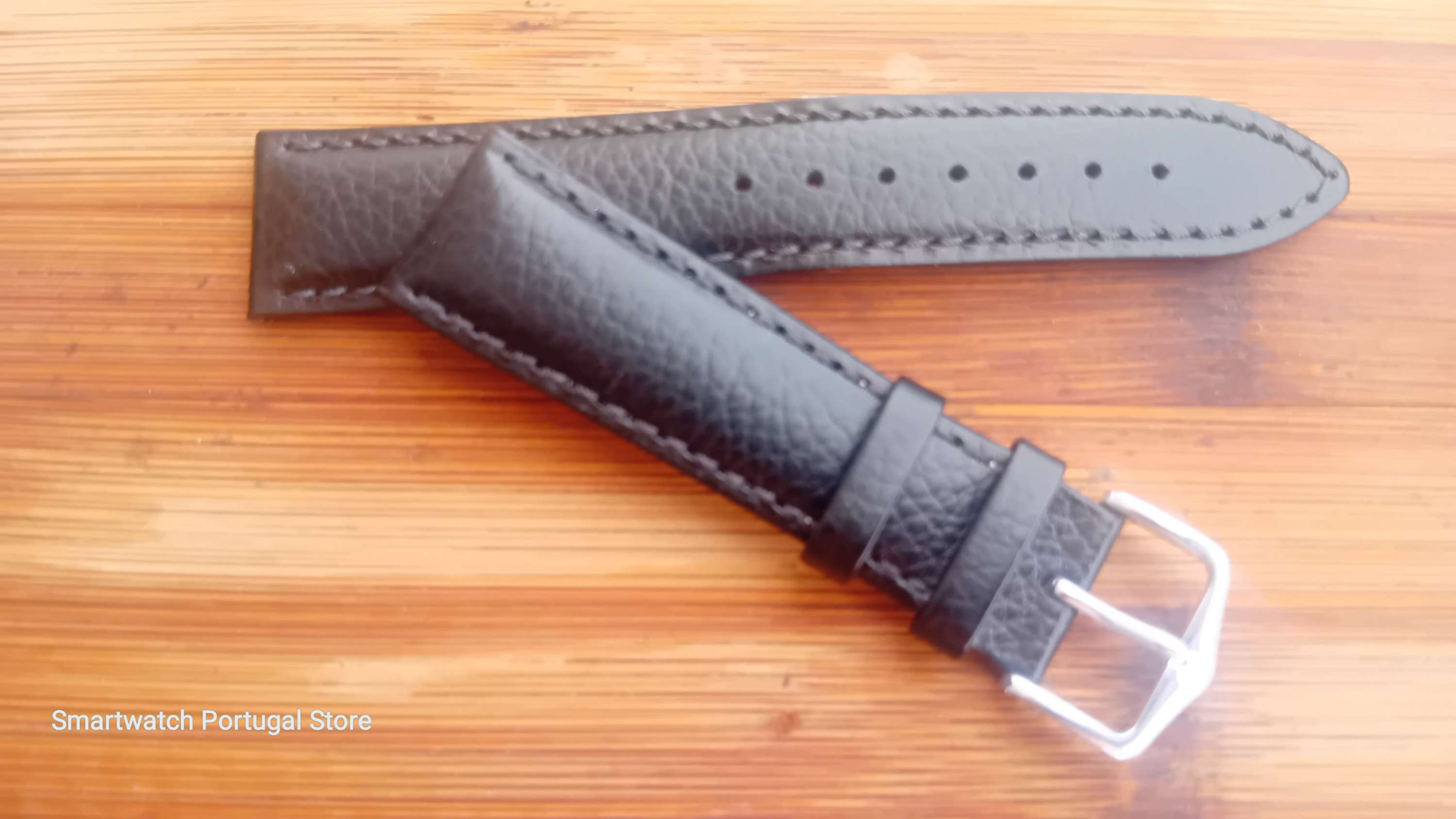 20mm Bracelete em Pele : Preta