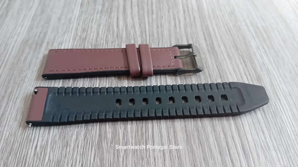 Miniatura: 22mm Bracelete em Couro e Silicone : Castanha escura