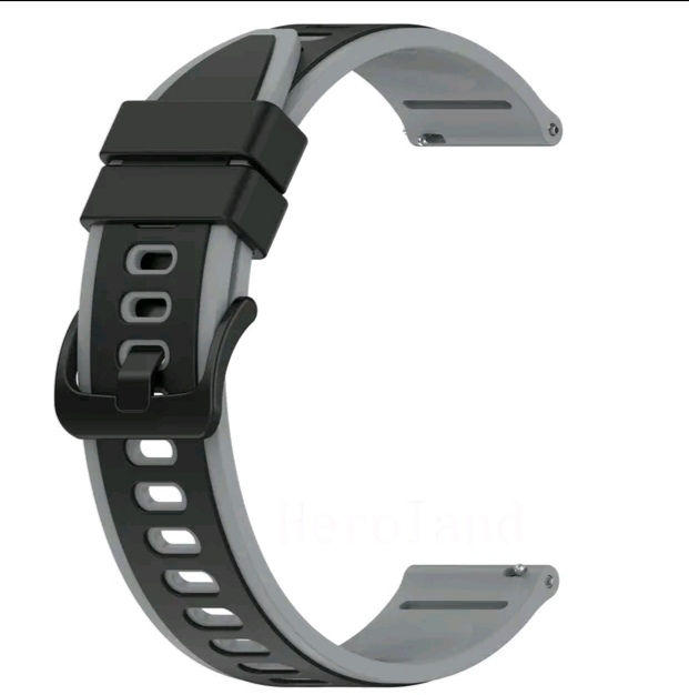 22mm Bracelete em Silicone : Preto\Cinzento