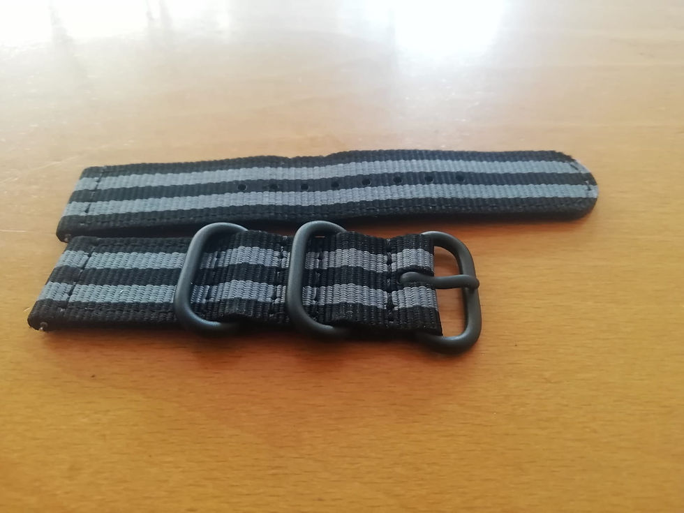 Miniatura: Bracelete 22mm,  Nylon Nato : Preta e Cinzenta