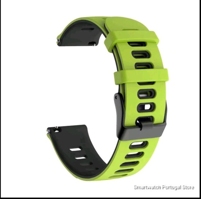 22mm Bracelete em Silicone : Verde Lima/Preto