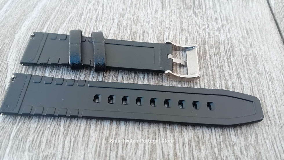 Miniatura: 22mm Bracelete em Couro e Silicone : Preto
