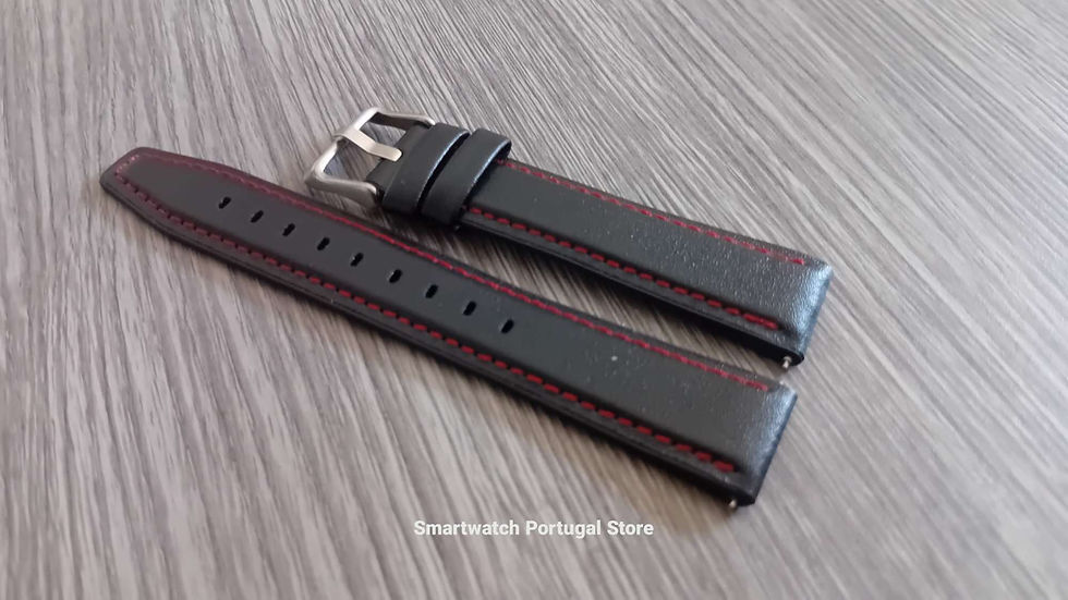 Miniatura: 20mm Bracelete em Couro e Silicone : Preta