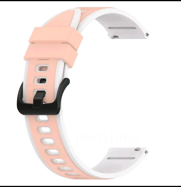 22mm Bracelete em Silicone : Rosa\Branca