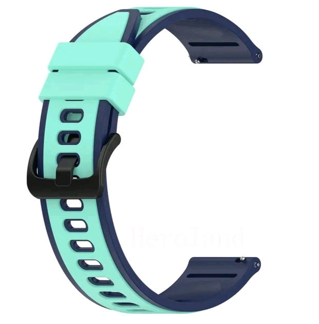 22mm Bracelete em Silicone : Verde\Azul