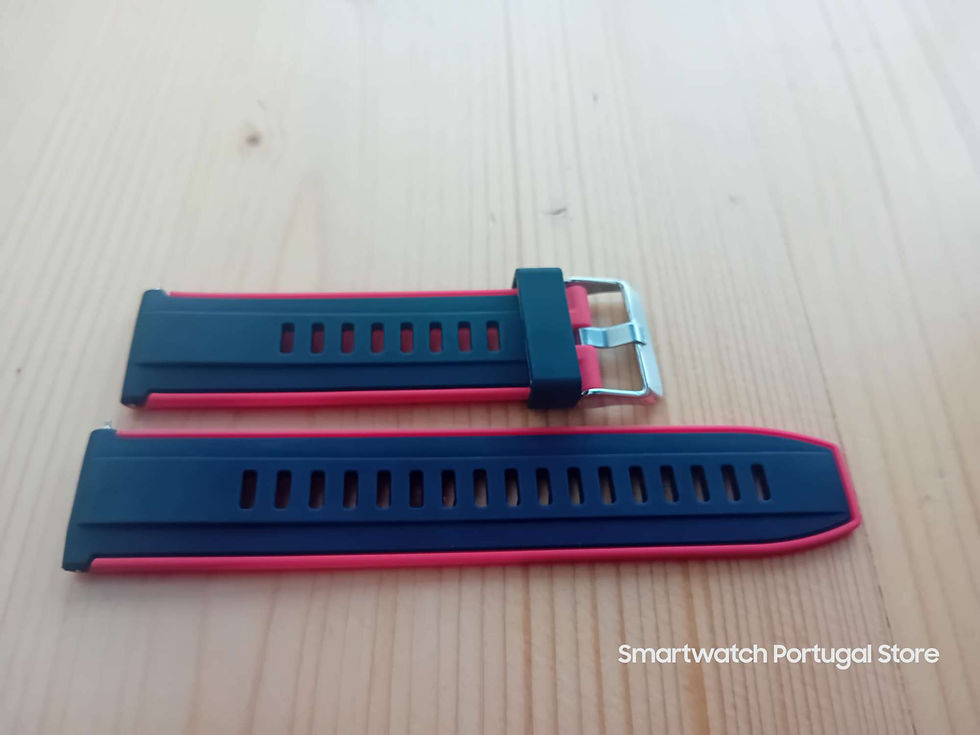 Miniatura:  Bracelete 22mm em Silicone : Preta e Vermelha