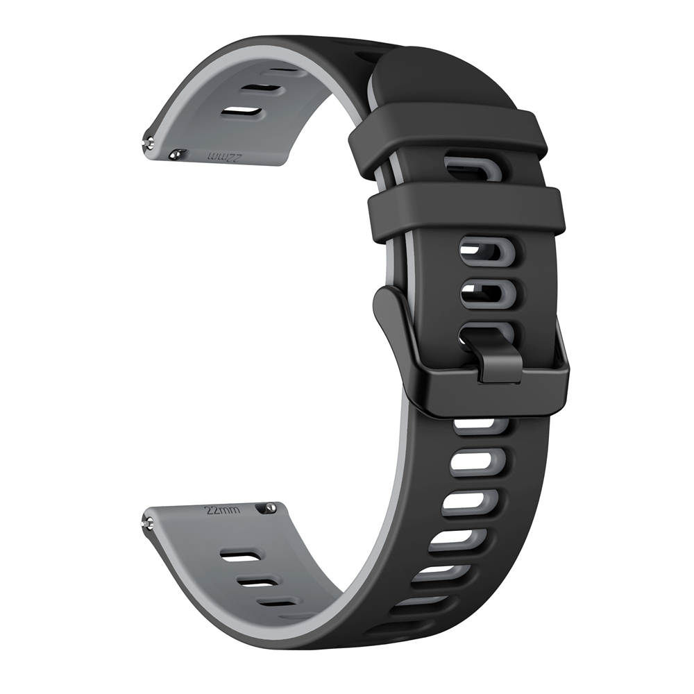 22mm Bracelete em Silicone : Preta/Cinzenta