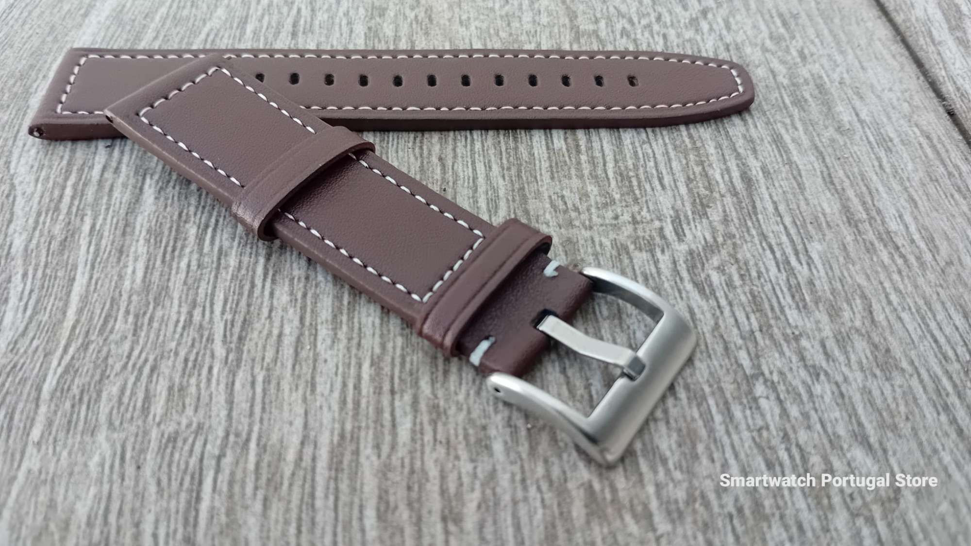 Bracelete 22mm em Pele : Castanho escura