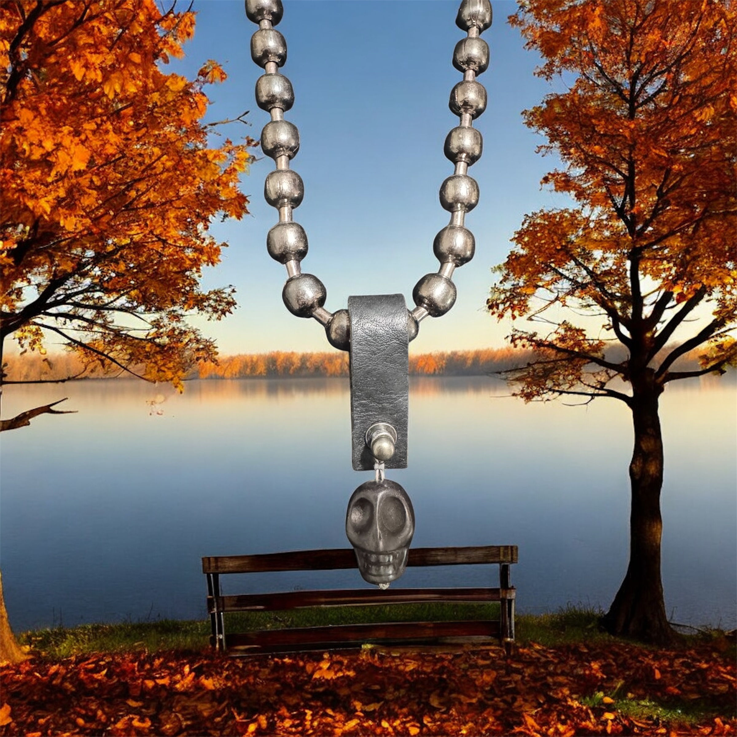 large gunmetal ball chain necklace