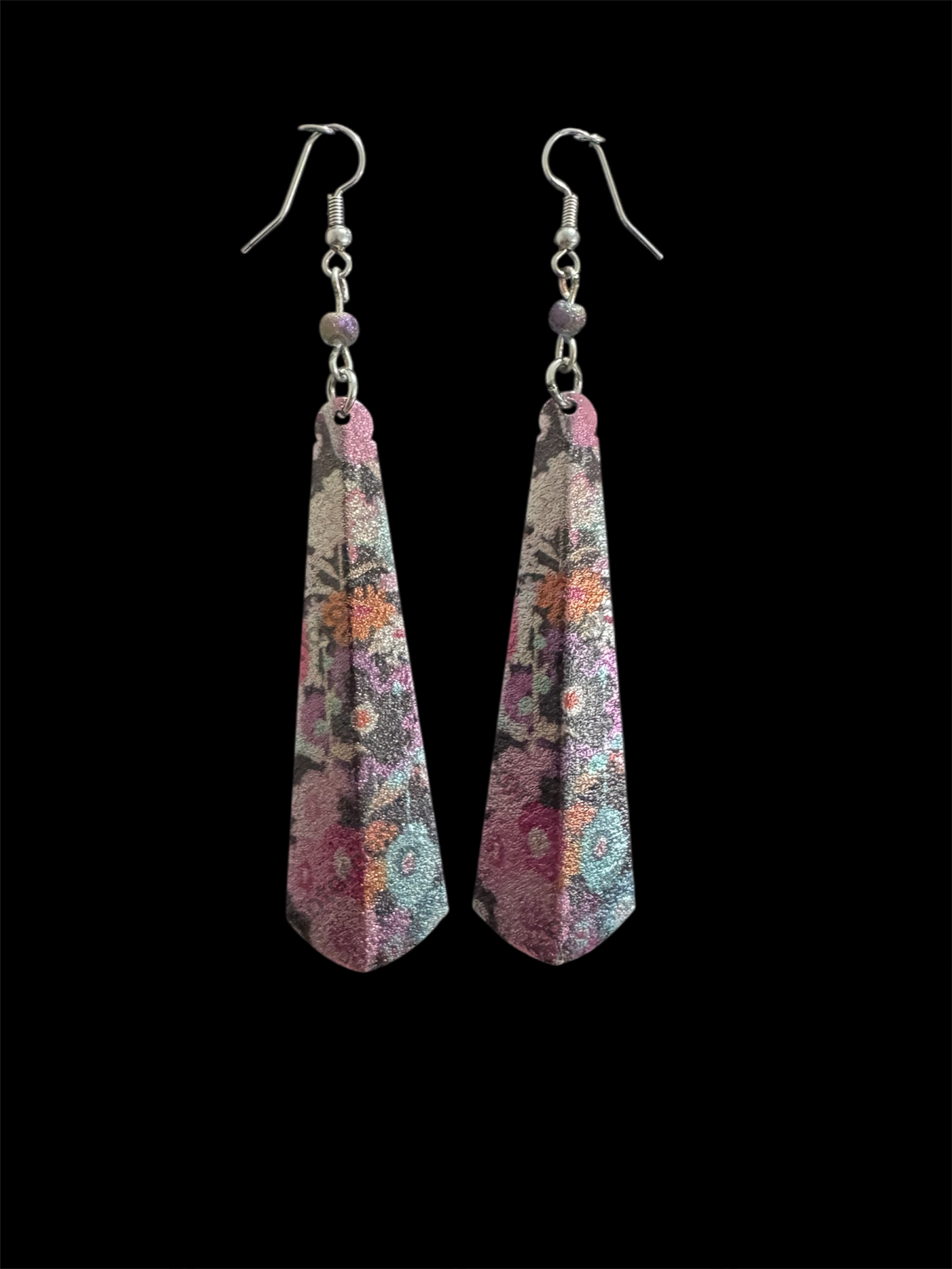 Floral metallic drop earrings 