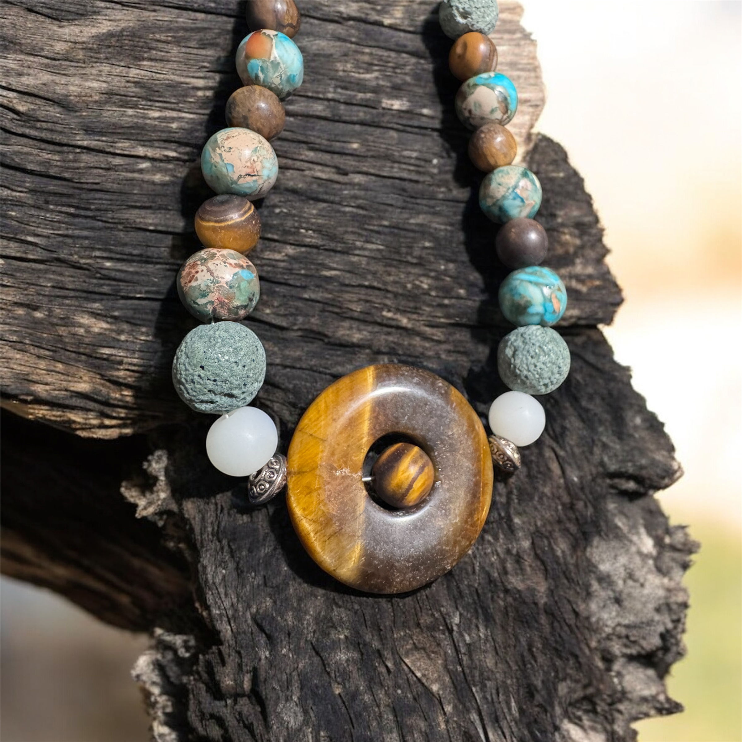tiger eye & blue lavastone
