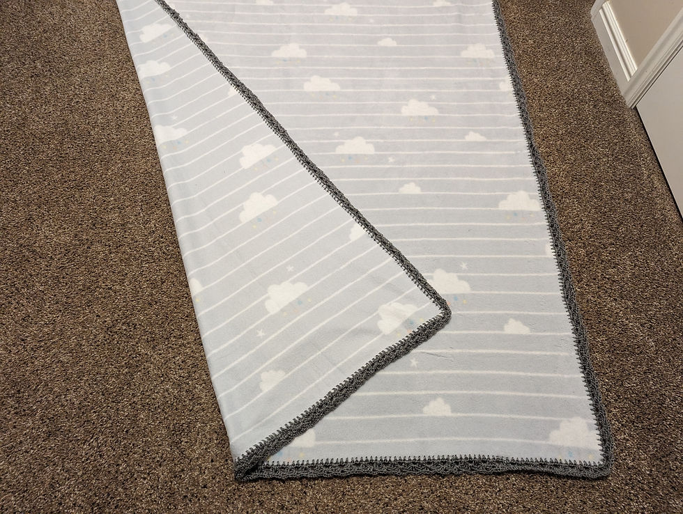 Thumbnail: Fleece Baby Blanket With Hand Crochet Edges