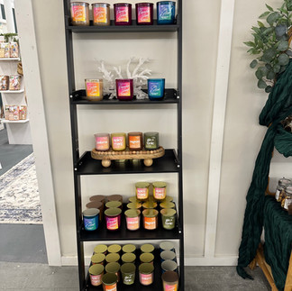 Display of Thimble and Hearth Summer Escapes and Happy Hour Candles