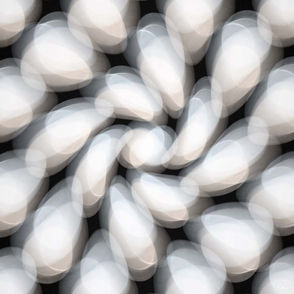 Künstlerische Interpretation einer mit kleinen Lichtquellen beleuchteten Hausfassade.