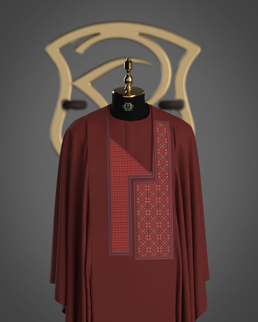 Thumbnail: Dark Grey and Wine colour  Royal Agbada