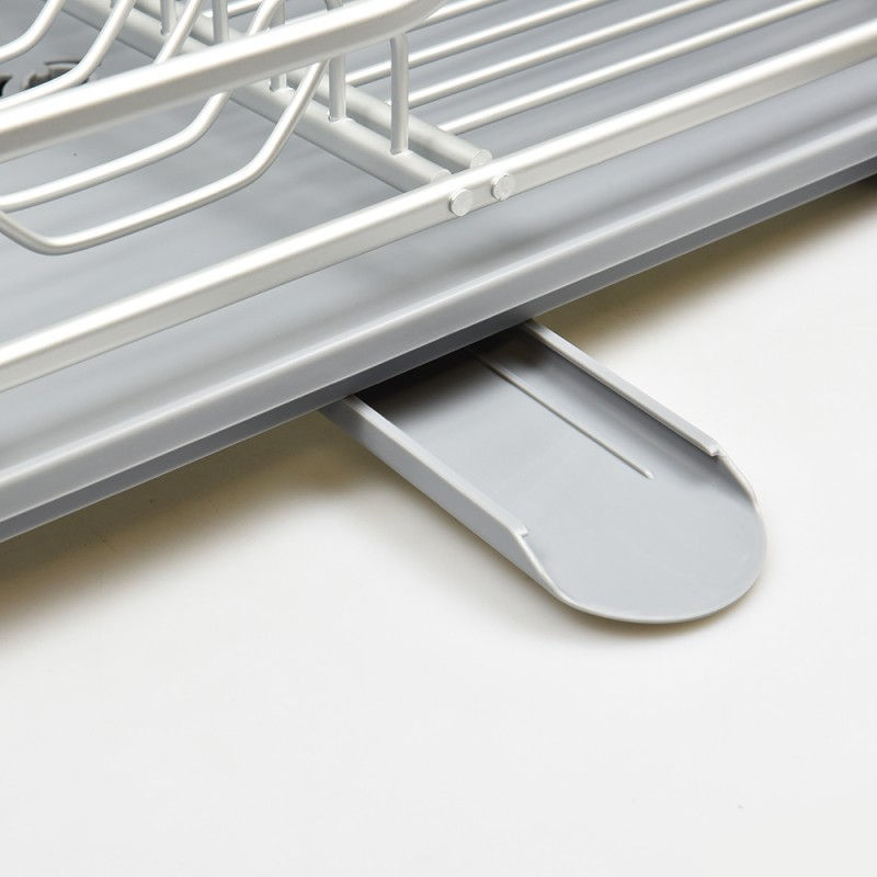 Thumbnail: 2 Tier Rust Proof Aluminium Dish Rack with draining tray and utensil holder