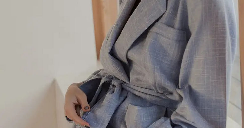 תמונה ממוזערת: Coco Cotton Belted Blazer - Skyline