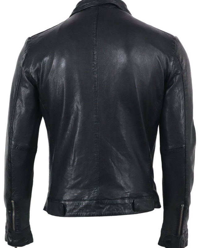Thumbnail: Men's leather jacket ocean - premium lamb leather