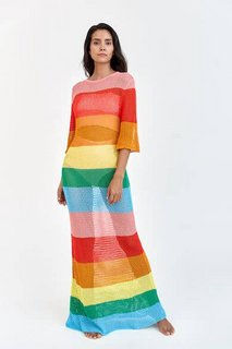 תמונה ממוזערת: Rainbow Crochet Maxi Dress