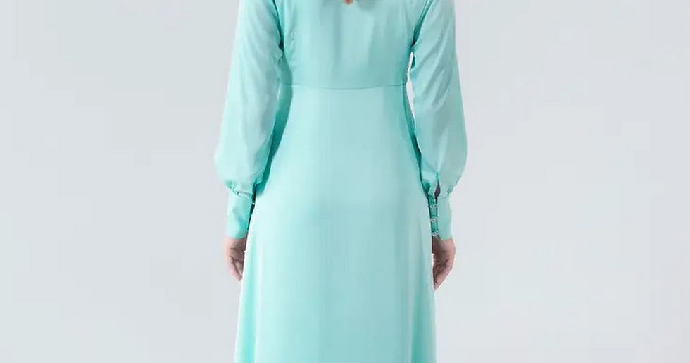 Thumbnail: Midi necktie flowy dress, Mint wedding guest dress