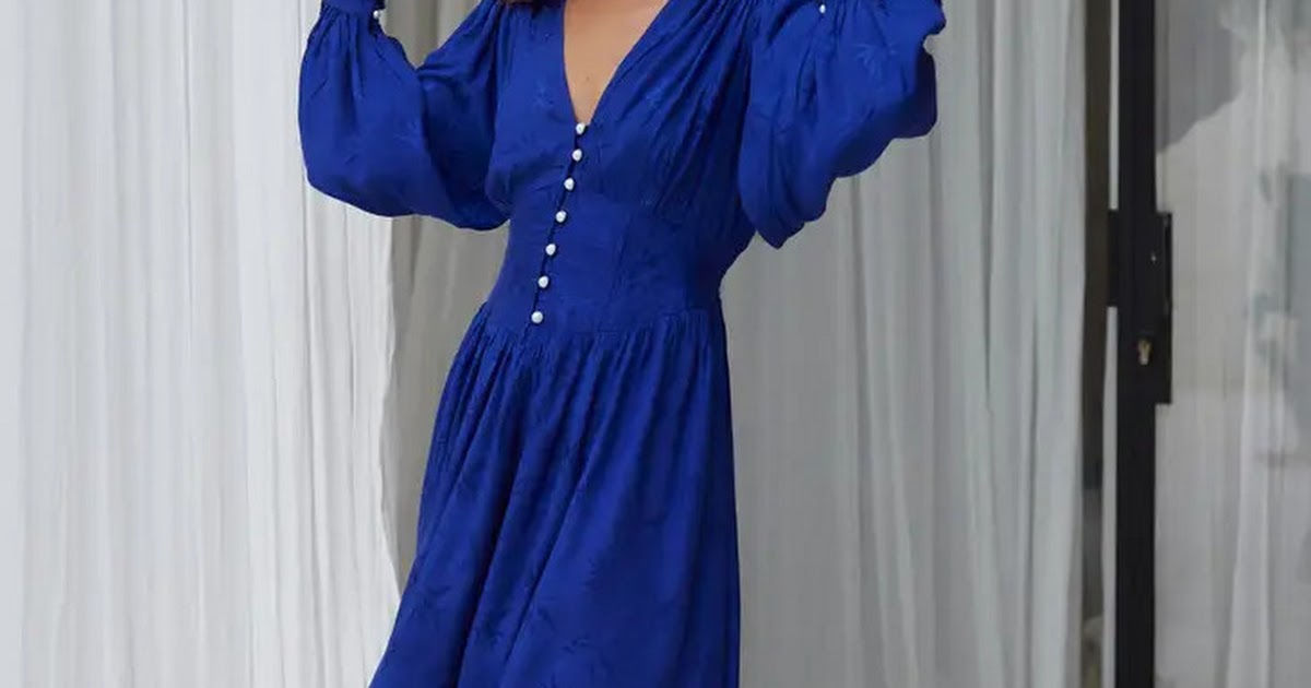 Daphne Floaty Long Sleeve Mini Dress - Pearl Blue