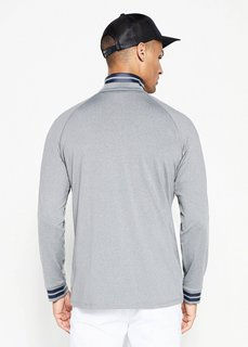 Thumbnail: Performance Quarter Zip | Heather Grey w/Navy Stripe