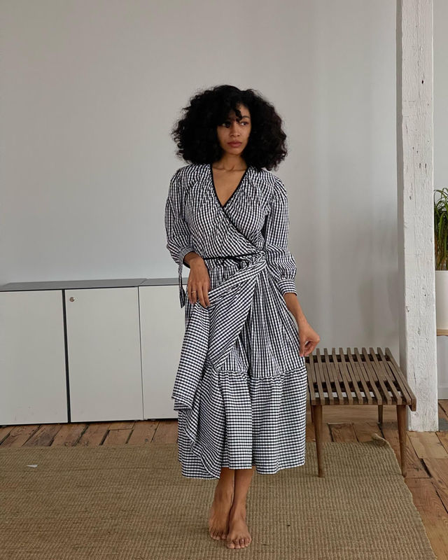 サムネイル： The Carson Wrap Dress - Black White Check