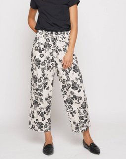 Contrast Floral Drawstring Culottes