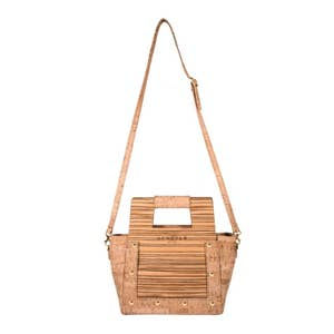 תמונה ממוזערת: Handstitched Handle Bag With Natural Cork & Zebrano Wood