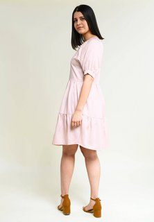 Thumbnail: knee-length summer dress with flounces “ME-TA” in soft pink made of 100% tencel