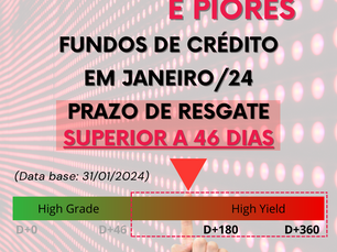 MELHORES E PIORES FUNDOS DE CRÉDITO EM JANEIRO 2024 (Prazo superior a 46 dias)