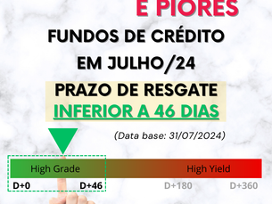 MELHORES E PIORES FUNDOS DE CRÉDITO EM JULHO 2024 (Prazo inferior a 46 dias)