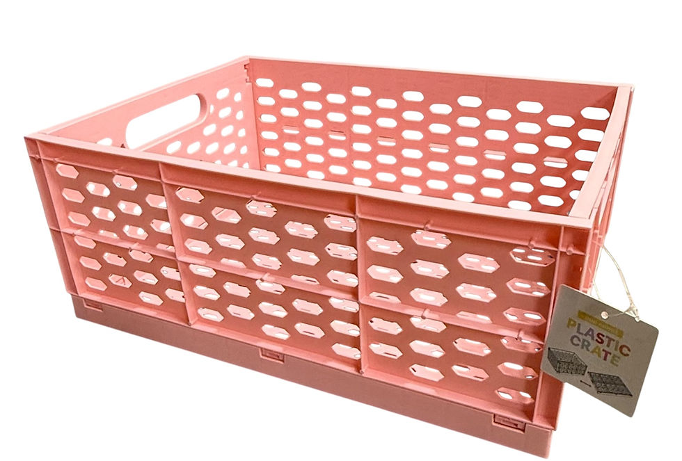 Pink stackable & foldable plastic crate