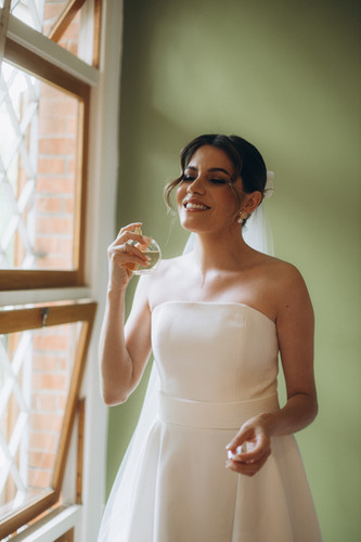 Vestido de Noiva Rebeca Nepomuceno Minimalista Tomara que Caia