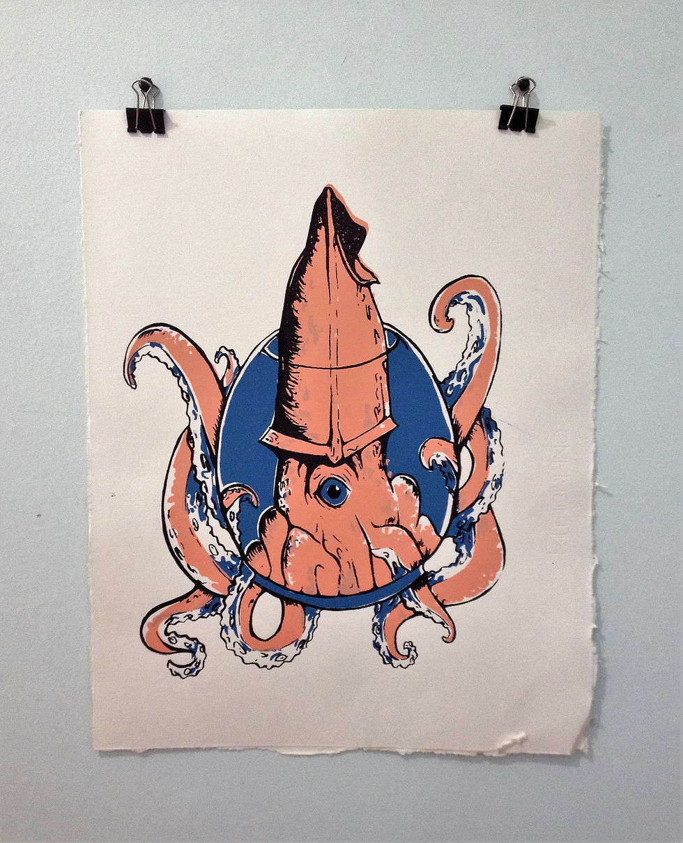 Squid Paper Screen Print