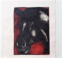 Horse Monoprint Red