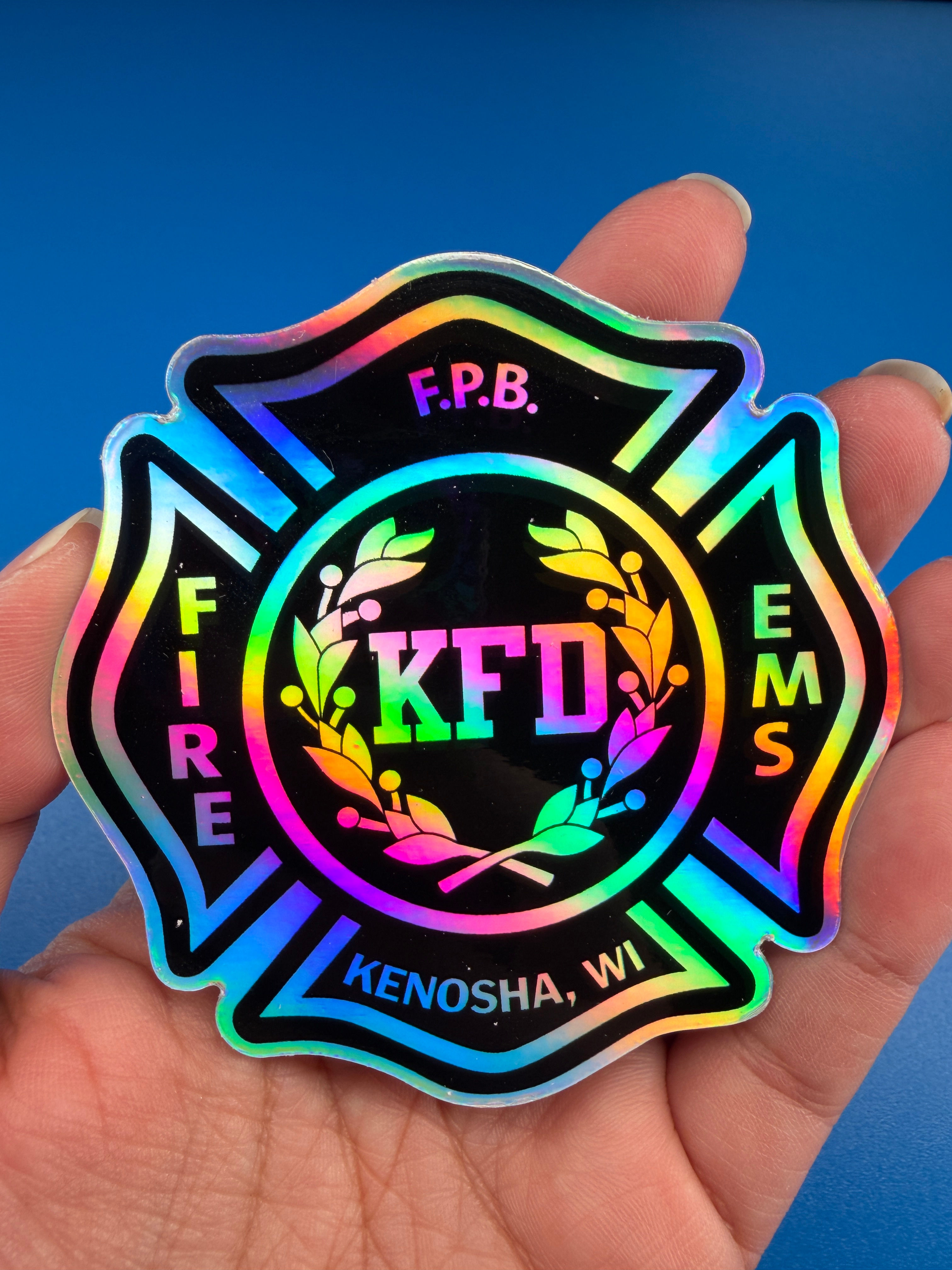 Kenosha Fire Dept Holographic Patch Sticker