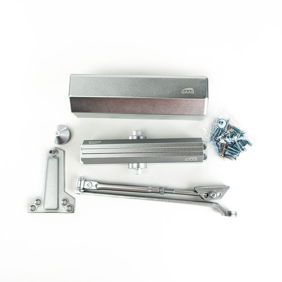 Miniatura: Kit cierrapuertas GAAB R402 completo: cuerpo, brazo y accesorios.